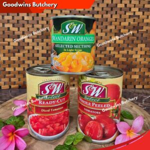 S&W canned tomatoes whole peeled diced Tomat utuh kupas dadu Mandarin orange SnW 400gr