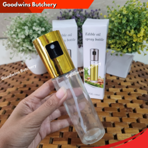 Olive oil spray 2in1 glass bottle dispenser for airfryer healthy cooking | Botol kaca semprot minyak goreng & zaitun untuk masak sehat air fryer | GOLD 100ml